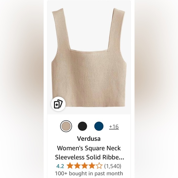 NWOT Amazon Verdusa Knit Crop Top Medium - Picture 3 of 3